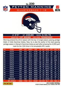2013 Score #230 Peyton Manning Back