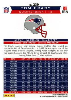 2013 Score #239 Tom Brady Back