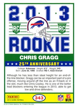2013 Score #343 Chris Gragg Back