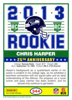2013 Score #344 Chris Harper Back