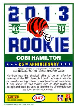 2013 Score #347 Cobi Hamilton Back