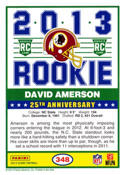 2013 Score #348 David Amerson Back