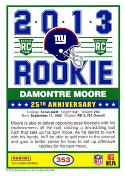 2013 Score #353 Damontre Moore Back