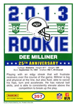 2013 Score #357 Dee Milliner Back