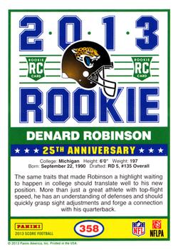 2013 Score #358 Denard Robinson Back