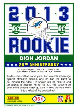 2013 Score #361 Dion Jordan Back