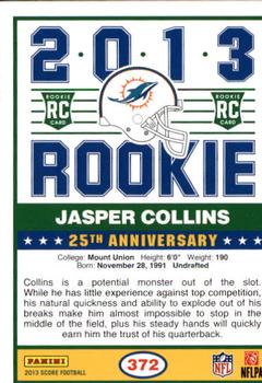 2013 Score #372 Jasper Collins Back