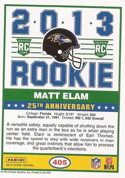 2013 Score #405 Matt Elam Back
