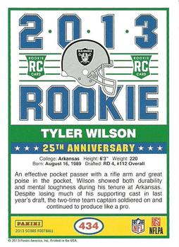 2013 Score #434 Tyler Wilson Back