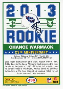 2013 Score #436 Chance Warmack Back