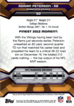 2013 Finest #50 Adrian Peterson Back