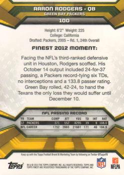 2013 Finest #100 Aaron Rodgers Back