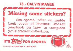 1987 Topps Stickers #15 Calvin Magee Back