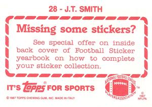 1987 Topps Stickers #28 J.T. Smith Back