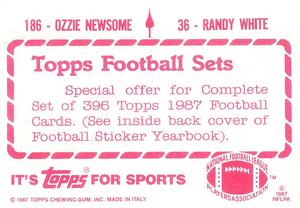 1987 Topps Stickers #36 / 186 Randy White / Ozzie Newsome Back