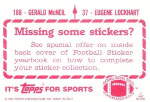 1987 Topps Stickers #37 / 188 Eugene Lockhart / Gerald McNeil Back