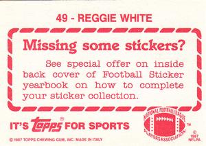 1987 Topps Stickers #49 Reggie White Back