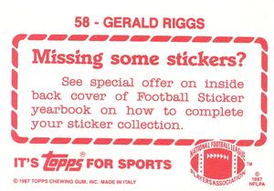 1987 Topps Stickers #58 Gerald Riggs Back