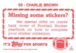 1987 Topps Stickers #59 Charlie Brown Back