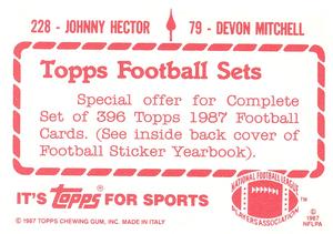 1987 Topps Stickers #79 / 228 Devon Mitchell / Johnny Hector Back