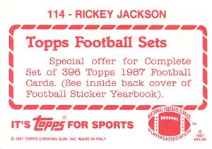 1987 Topps Stickers #114 Rickey Jackson Back