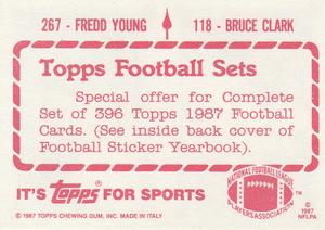 1987 Topps Stickers #118 / 267 Bruce Clark / Fredd Young Back