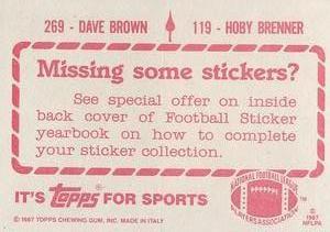 1987 Topps Stickers #119 / 269 Hoby Brenner / Dave Brown Back