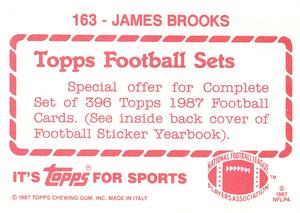 1987 Topps Stickers #163 James Brooks Back