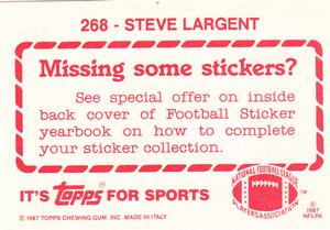 1987 Topps Stickers #268 Steve Largent Back
