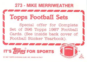 1987 Topps Stickers #273 Mike Merriweather Back