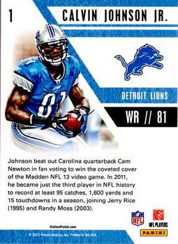 2012 Panini NFL Player of the Day #1 Calvin Johnson Back