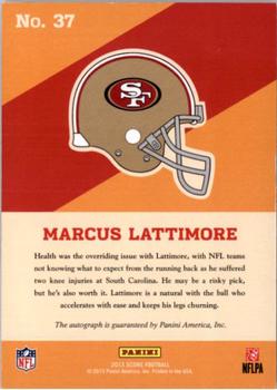 2013 Score - Hot Rookies Autographs #37 Marcus Lattimore Back