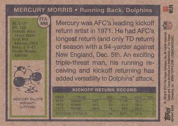 2013 Topps Archives - Fan Favorite Autographs #FFA-MM Mercury Morris Back