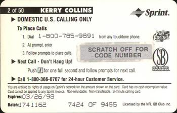 1996 Pro Line II Intense - Phone Cards $3 #2 Kerry Collins Back