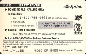 1996 Pro Line II Intense - Phone Cards $3 #8 Brett Favre Back
