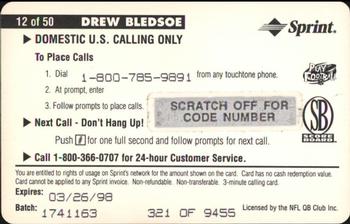 1996 Pro Line II Intense - Phone Cards $3 #12 Drew Bledsoe Back