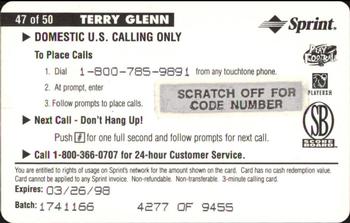 1996 Pro Line II Intense - Phone Cards $3 #47 Terry Glenn Back