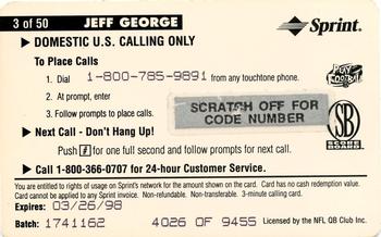 1996 Pro Line II Intense - Phone Cards $3 #3 Jeff George Back