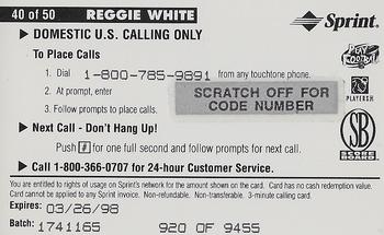 1996 Pro Line II Intense - Phone Cards $3 #40 Reggie White Back