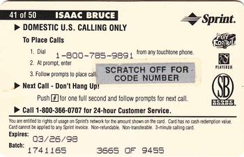 1996 Pro Line II Intense - Phone Cards $3 #41 Isaac Bruce Back