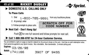 1996 Pro Line II Intense - Phone Cards $3 #49 Rickey Dudley Back