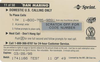 1996 Pro Line II Intense - Phone Cards $3 Test #11 Dan Marino Back