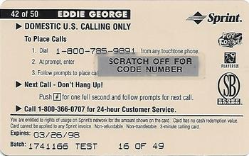 1996 Pro Line II Intense - Phone Cards $3 Test #42 Eddie George Back