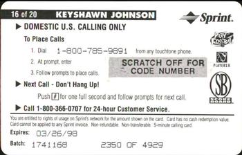 1996 Pro Line II Intense - Phone Cards $5 #16 Keyshawn Johnson Back