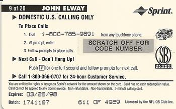 1996 Pro Line II Intense - Phone Cards $5 #9 John Elway Back
