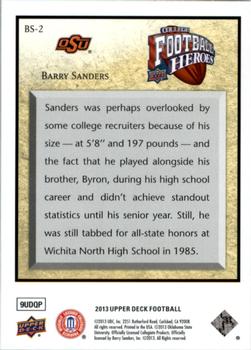 2013 Upper Deck - College Football Heroes: Barry Sanders #BS-2 Barry Sanders Back