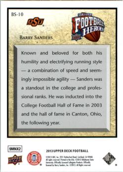 2013 Upper Deck - College Football Heroes: Barry Sanders #BS-10 Barry Sanders Back