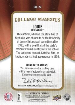 2013 Upper Deck - College Mascots Manufactured Patches #CM-72 Louie Back
