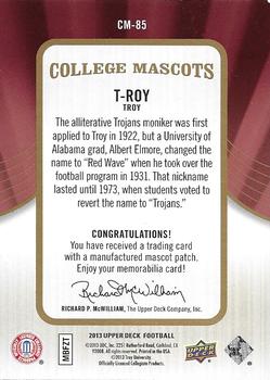 2013 Upper Deck - College Mascots Manufactured Patches #CM-85 T-Roy Back