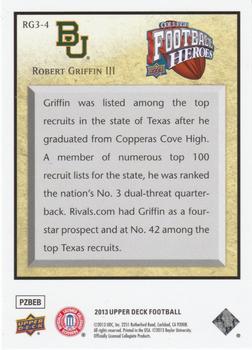2013 Upper Deck - College Football Heroes: Robert Griffin III (Hobby) #RG3-4 Robert Griffin, III Back
